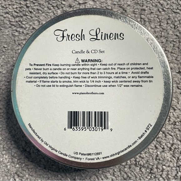 Rare The O'Neill Brother's Candle by Old VA. Candle Co. Fresh Linens *No CD - Picture 2 of 3